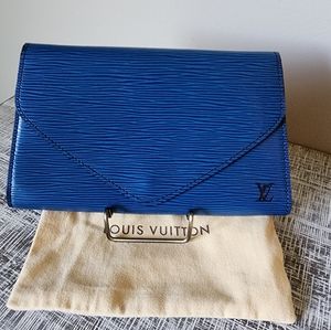 LOUIS VUITTON Second Bag Art Deco Epi blue clutch